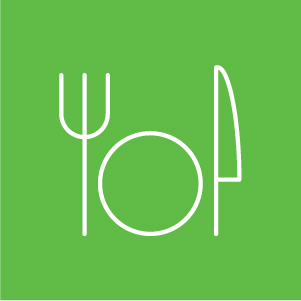 Fork, knife and plate graphic